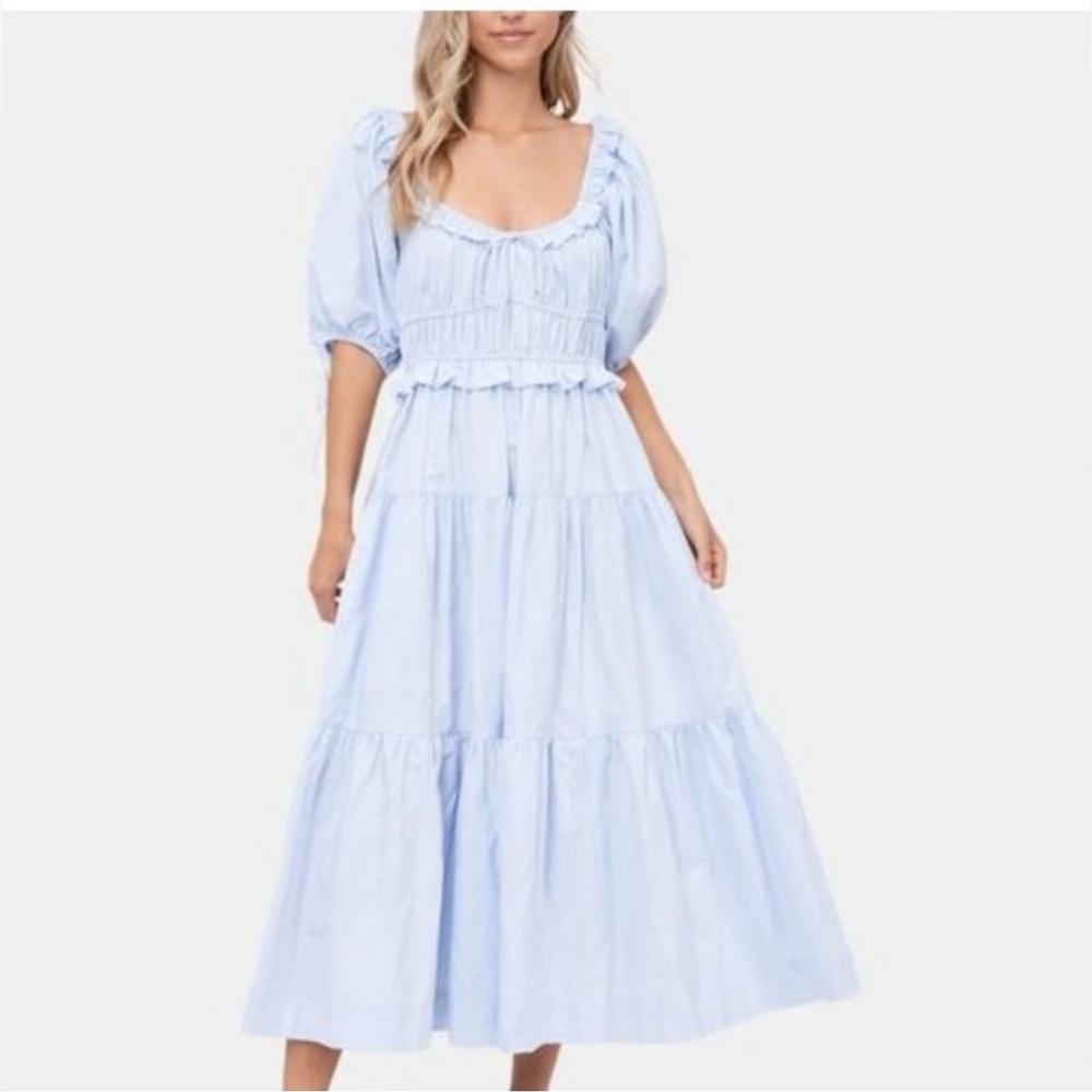 En Saison Poplin Tiered Midi Dress